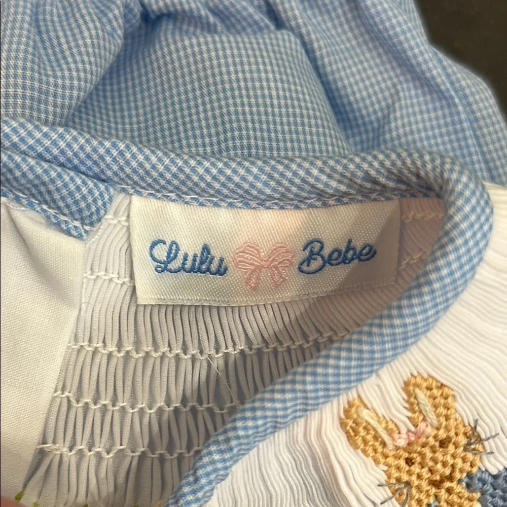 Blue Smocked Bunny Girls Matching Set
